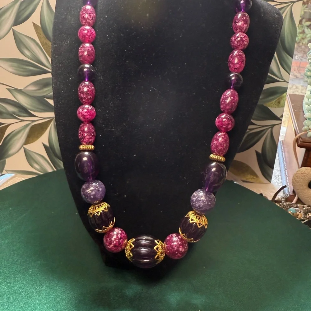 Source Unknown Pink and‎ Purple Multi-Strand Necklace
